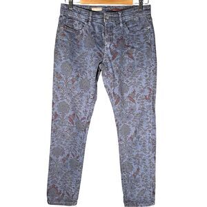 Pilcro Anthropologie Mid Rise Slim Boyfriend Blue Floral Print Jeans Women’s 27